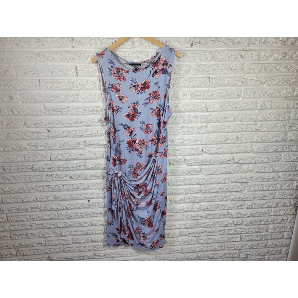 Alison Andrews Womens Dress 2X Plus Wrap Sleeveless Blue Floral FLO277E
